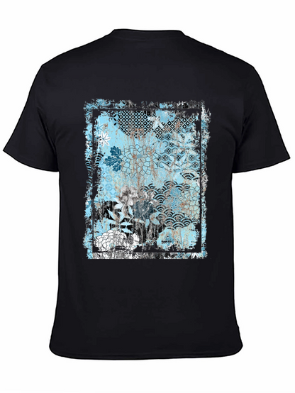 Trendy Floral Graphic Print Black T-Shirt