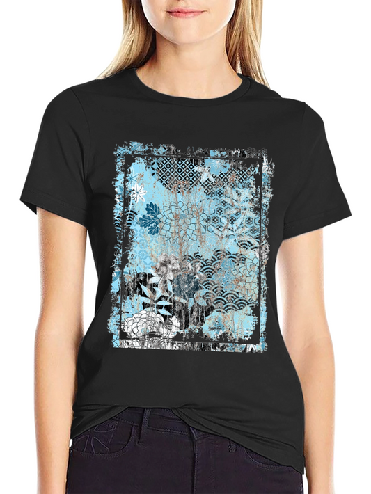 Trendy Floral Graphic Print Black T-Shirt