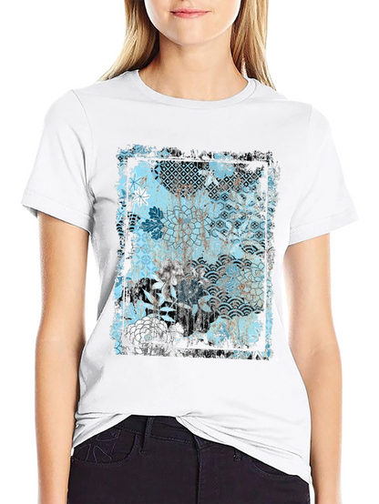 Trendy Floral Graphic Print Black T-Shirt