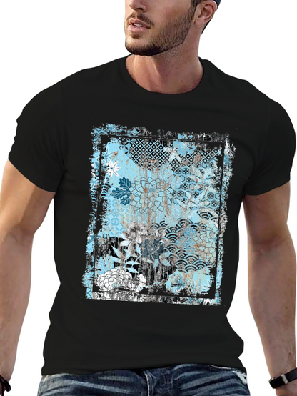Trendy Floral Graphic Print Black T-Shirt