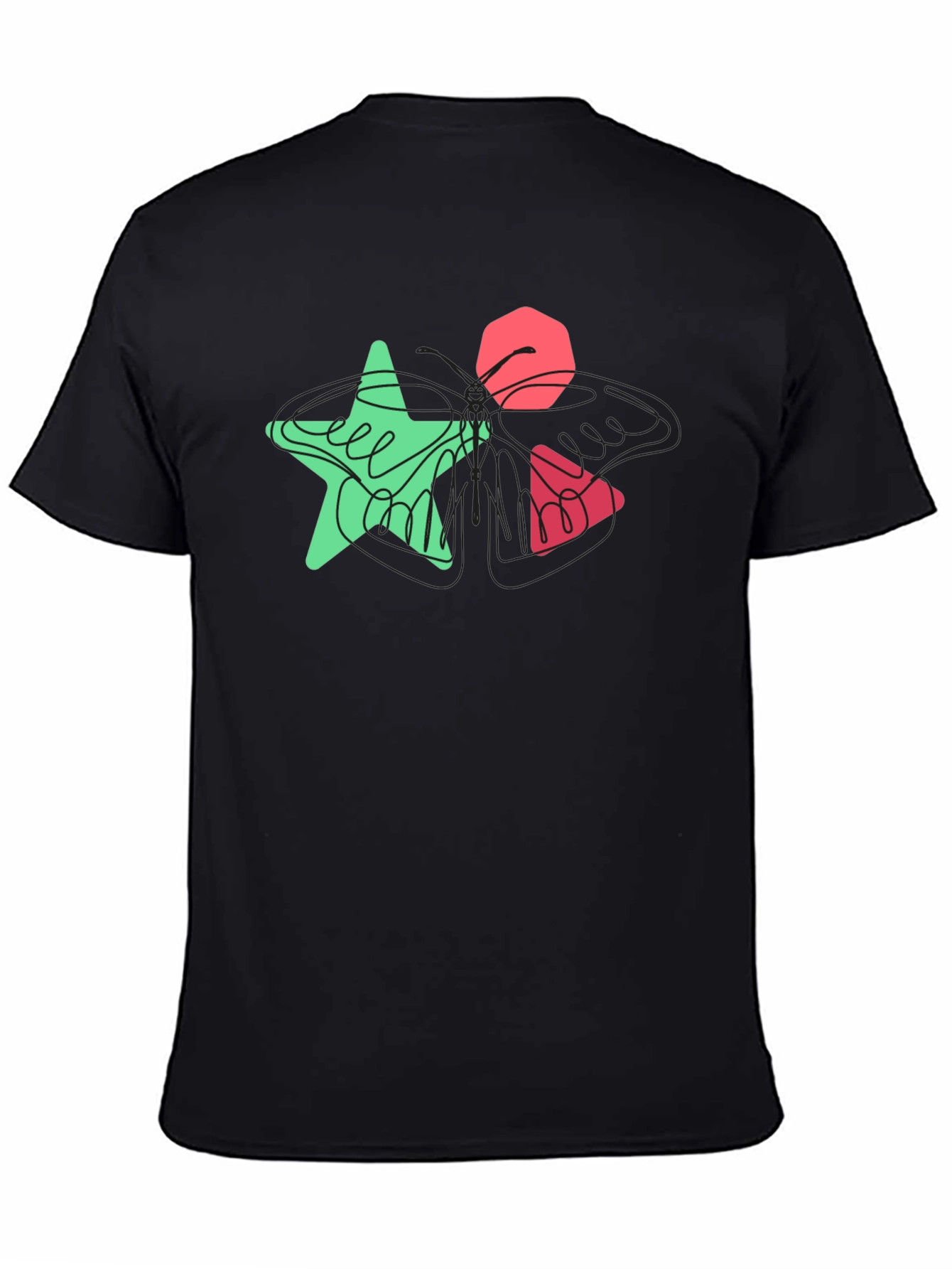 Abstract Geometric Graphic Print Black T-Shirt
