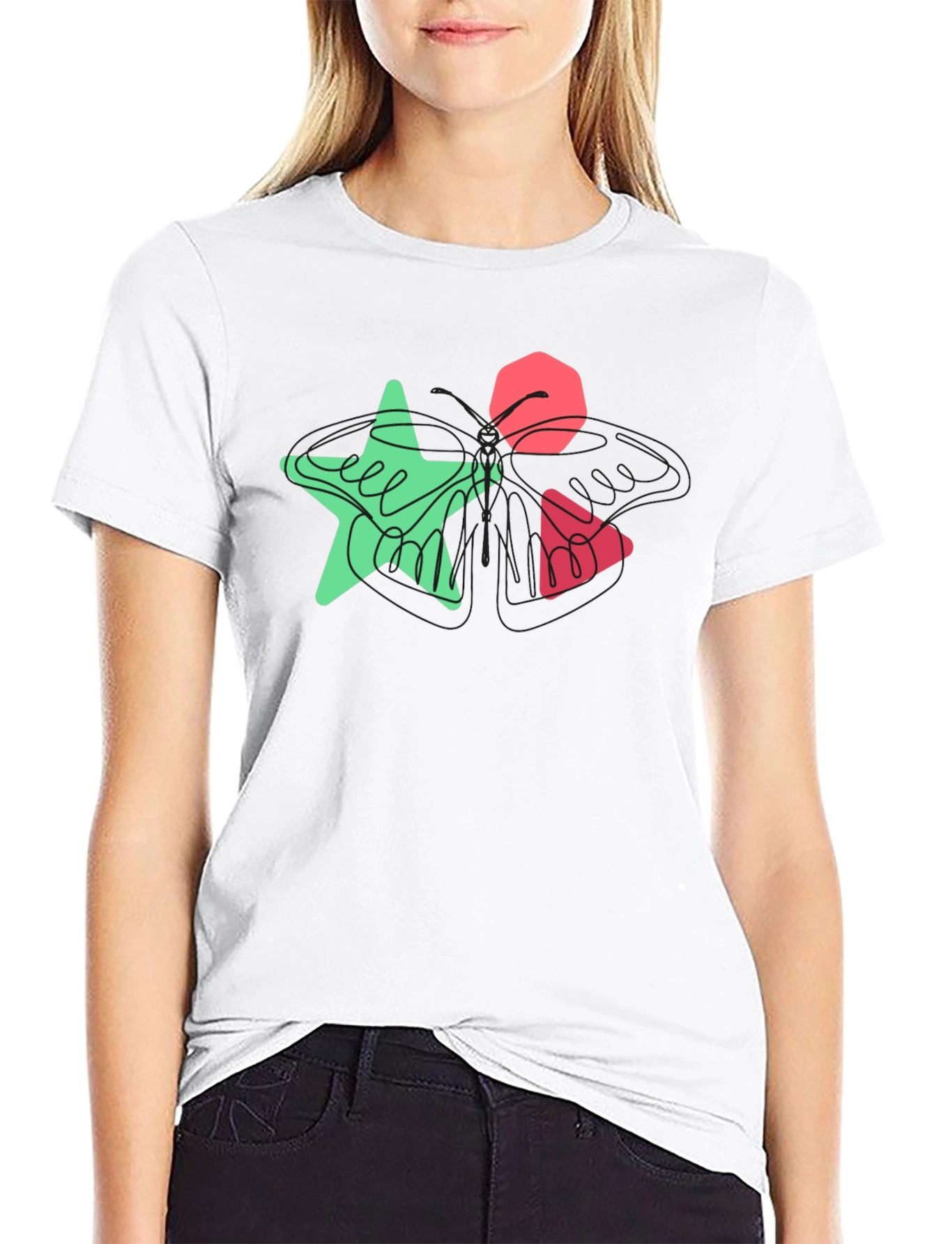 Abstract Geometric Graphic Print Black T-Shirt