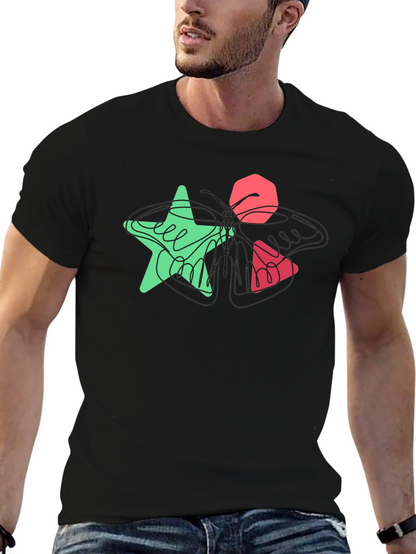 Abstract Geometric Graphic Print Black T-Shirt