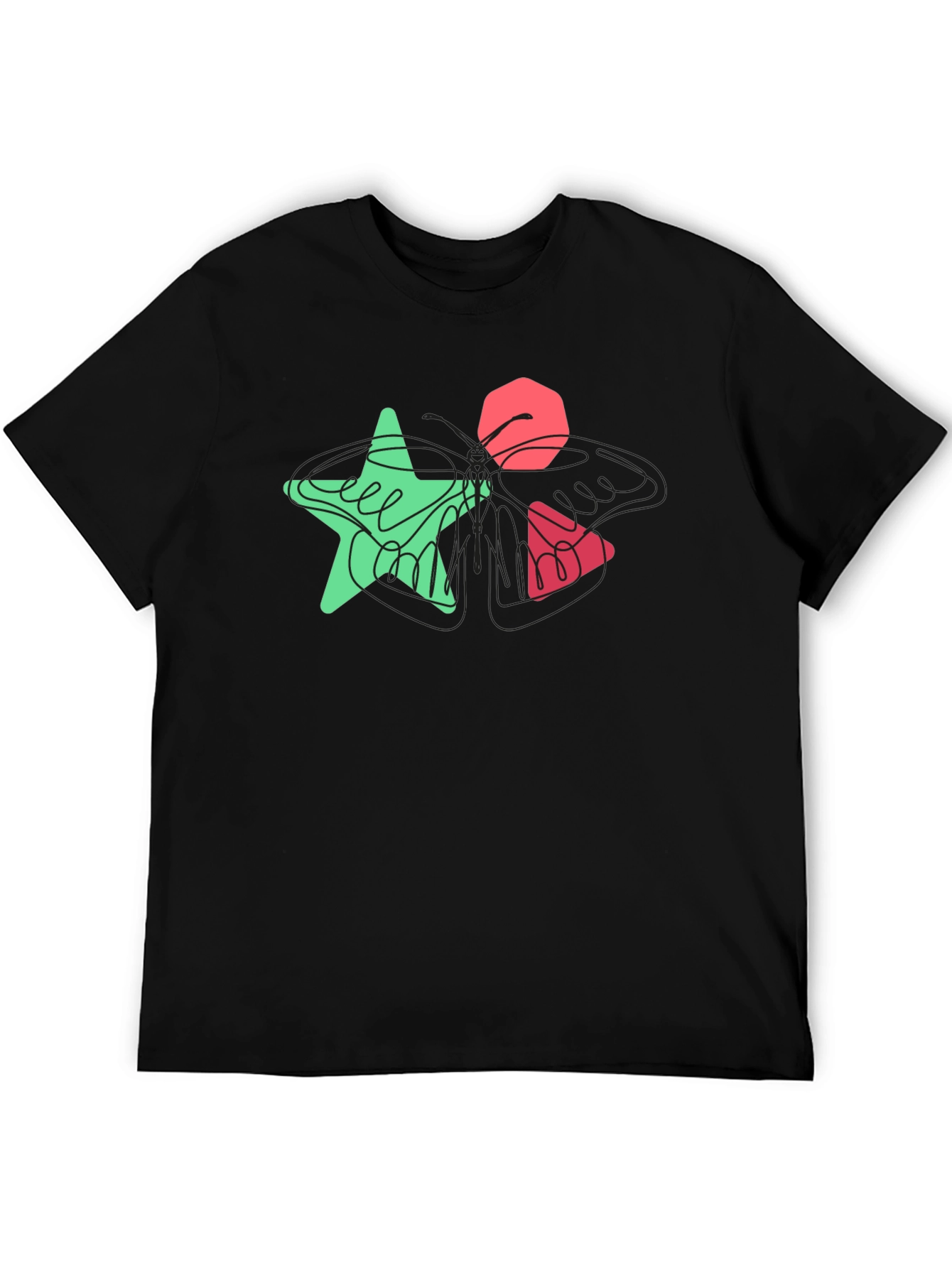 Abstract Geometric Graphic Print Black T-Shirt