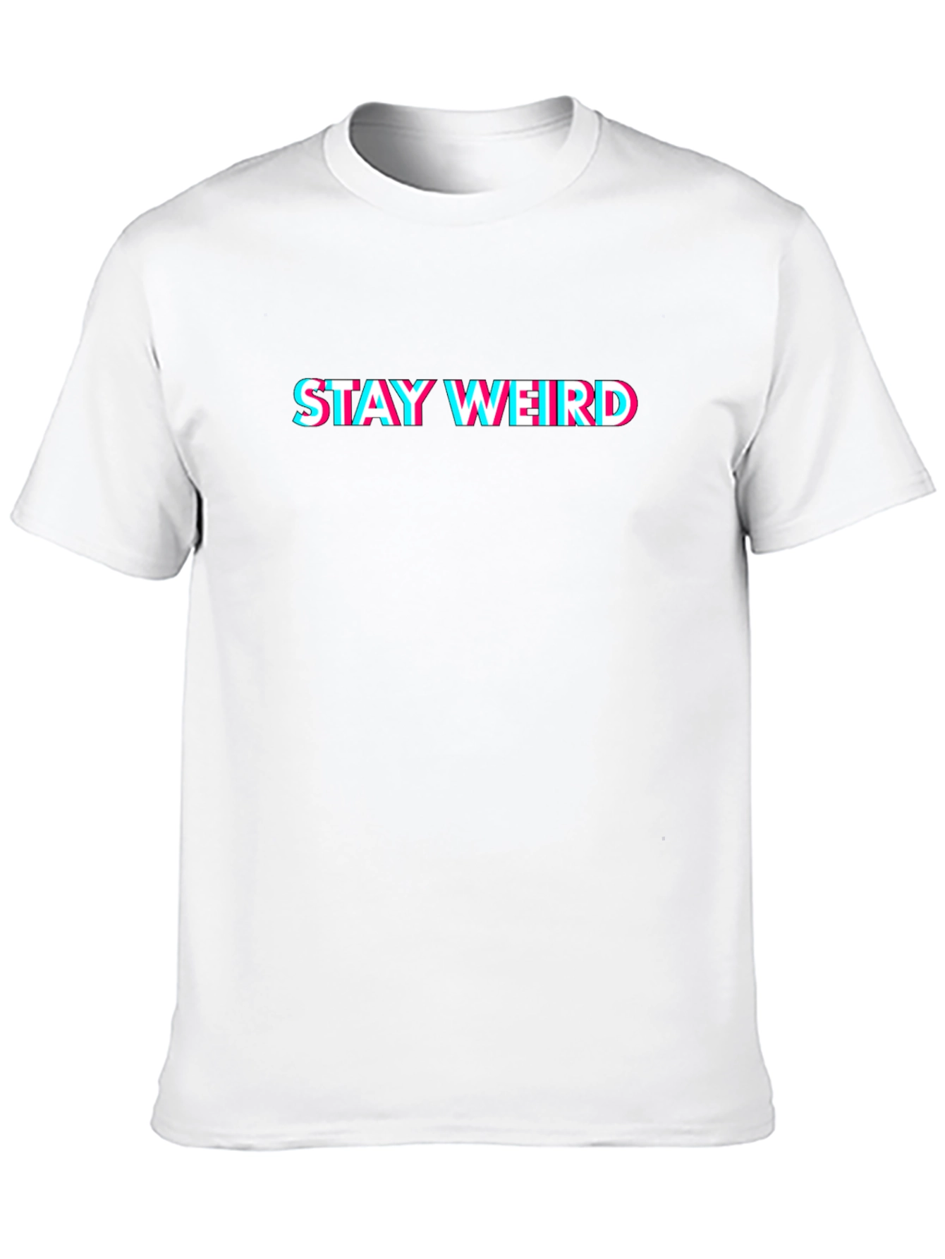 Stay Weird Graphic Tee - Black Cotton Crew Neck