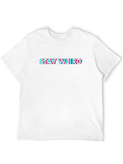 Stay Weird Graphic Tee - Black Cotton Crew Neck