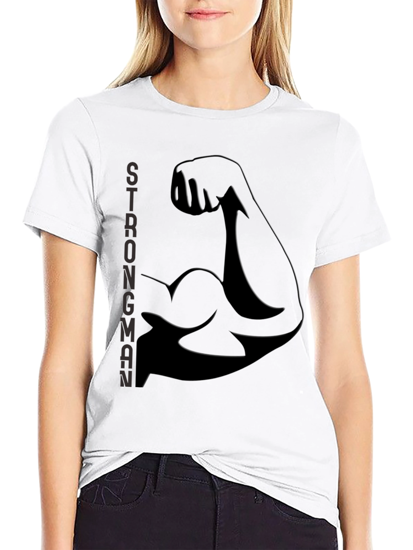 Strongman Flex Bicep Graphic Tee - Black