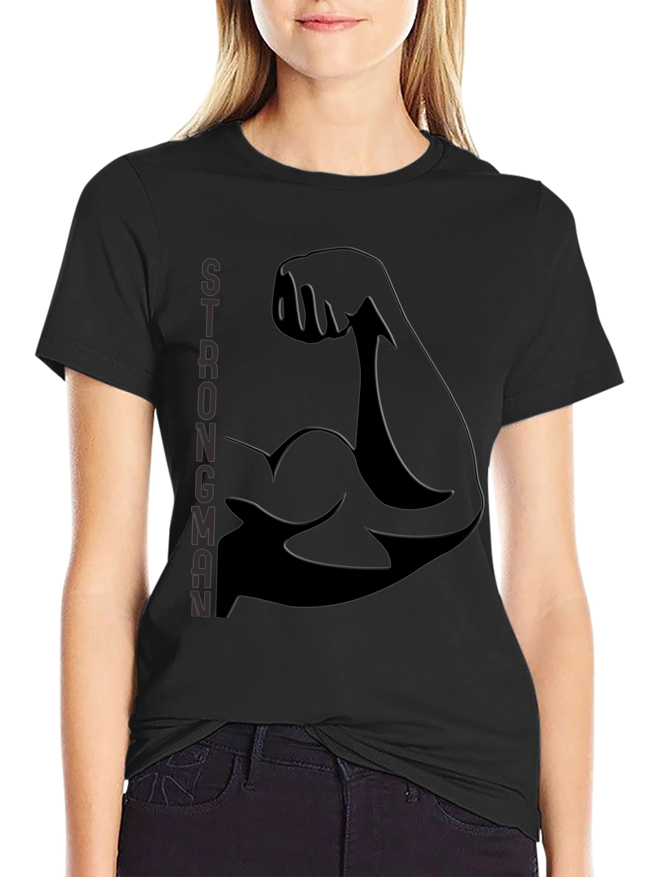 Strongman Flex Bicep Graphic Tee - Black