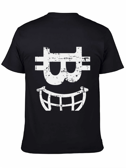 Bitcoin Smile Graphic Tee - Black Cotton Blend