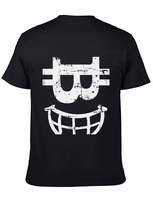 Bitcoin Smile Graphic Tee - Black Cotton Blend
