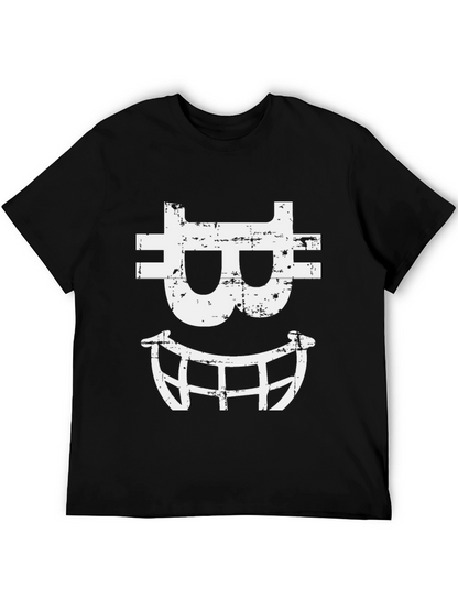 Bitcoin Smile Graphic Tee - Black Cotton Blend