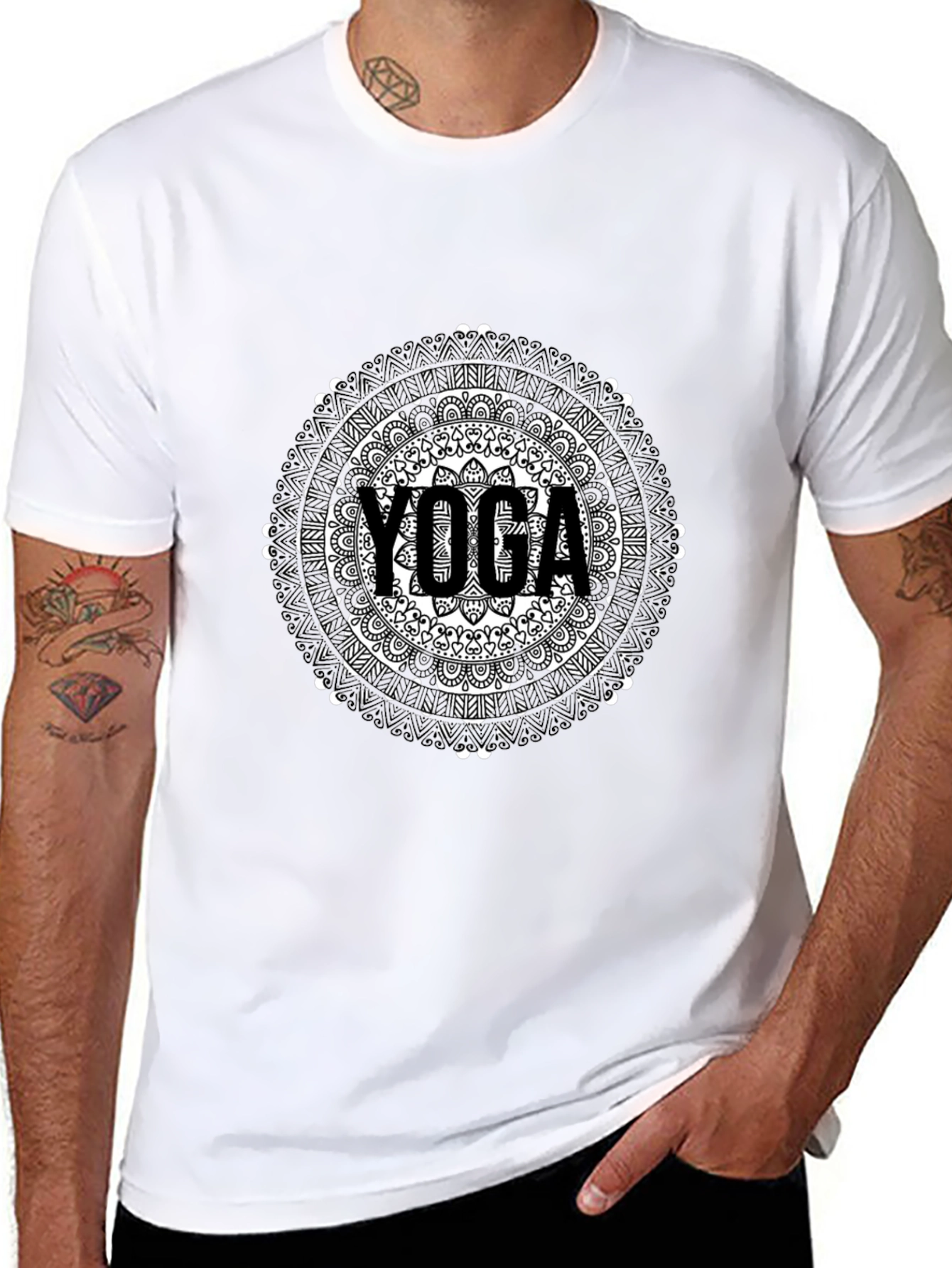 Yoga Mandala Graphic Tee - Black
