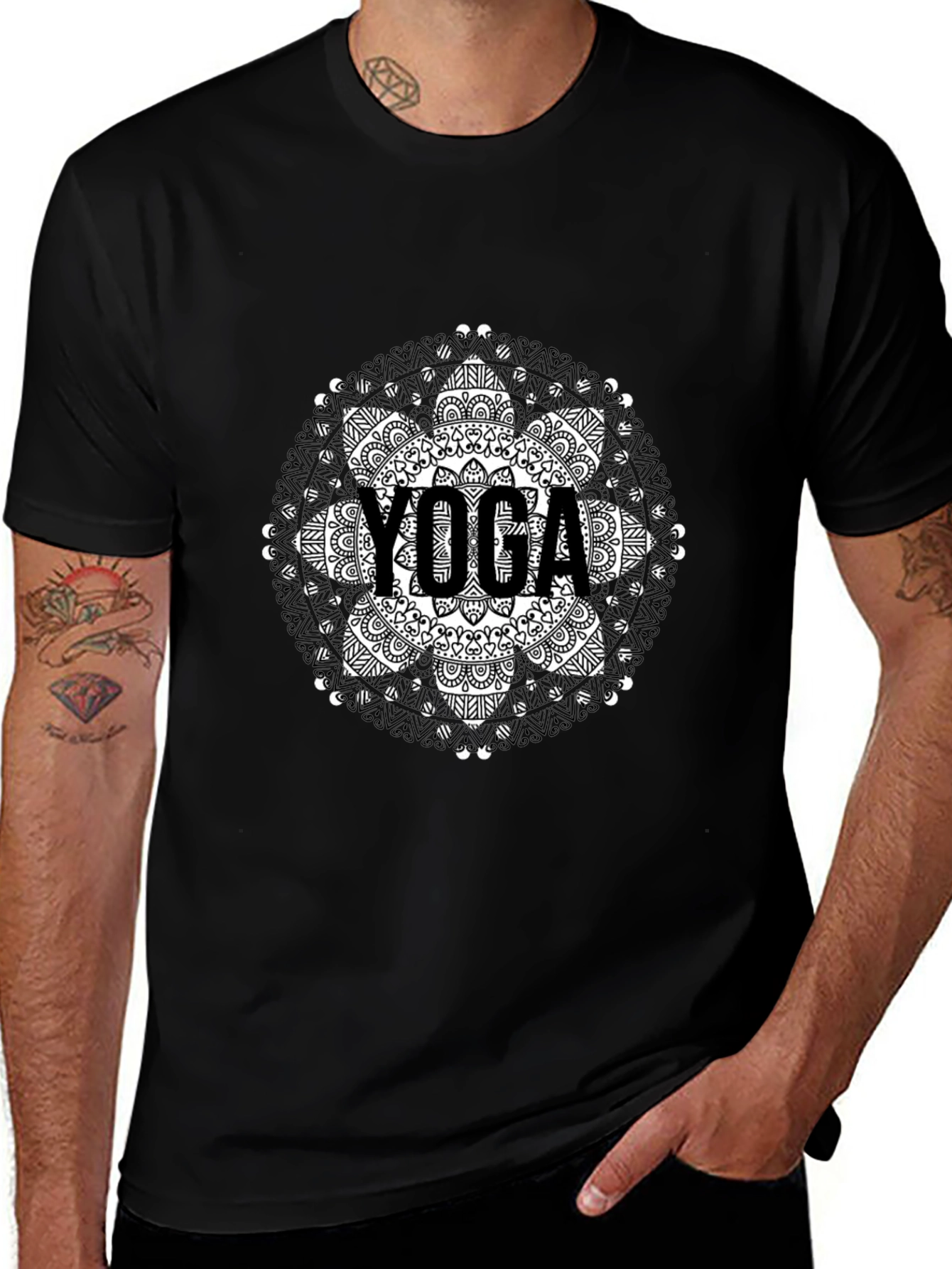 Yoga Mandala Graphic Tee - Black