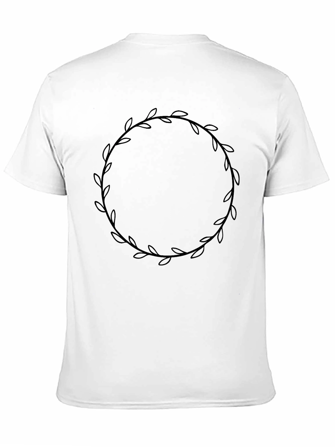 Stylish Black T-Shirt with Leaf Wreath Design