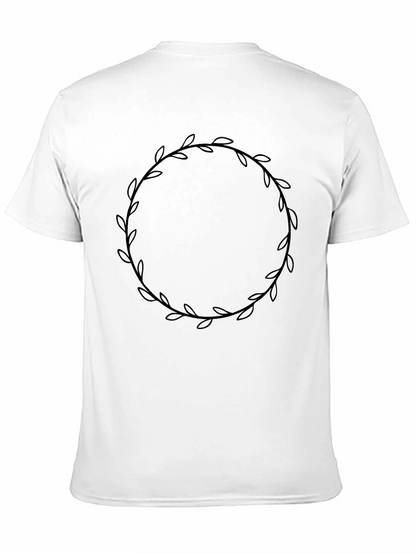 Stylish Black T-Shirt with Leaf Wreath Design