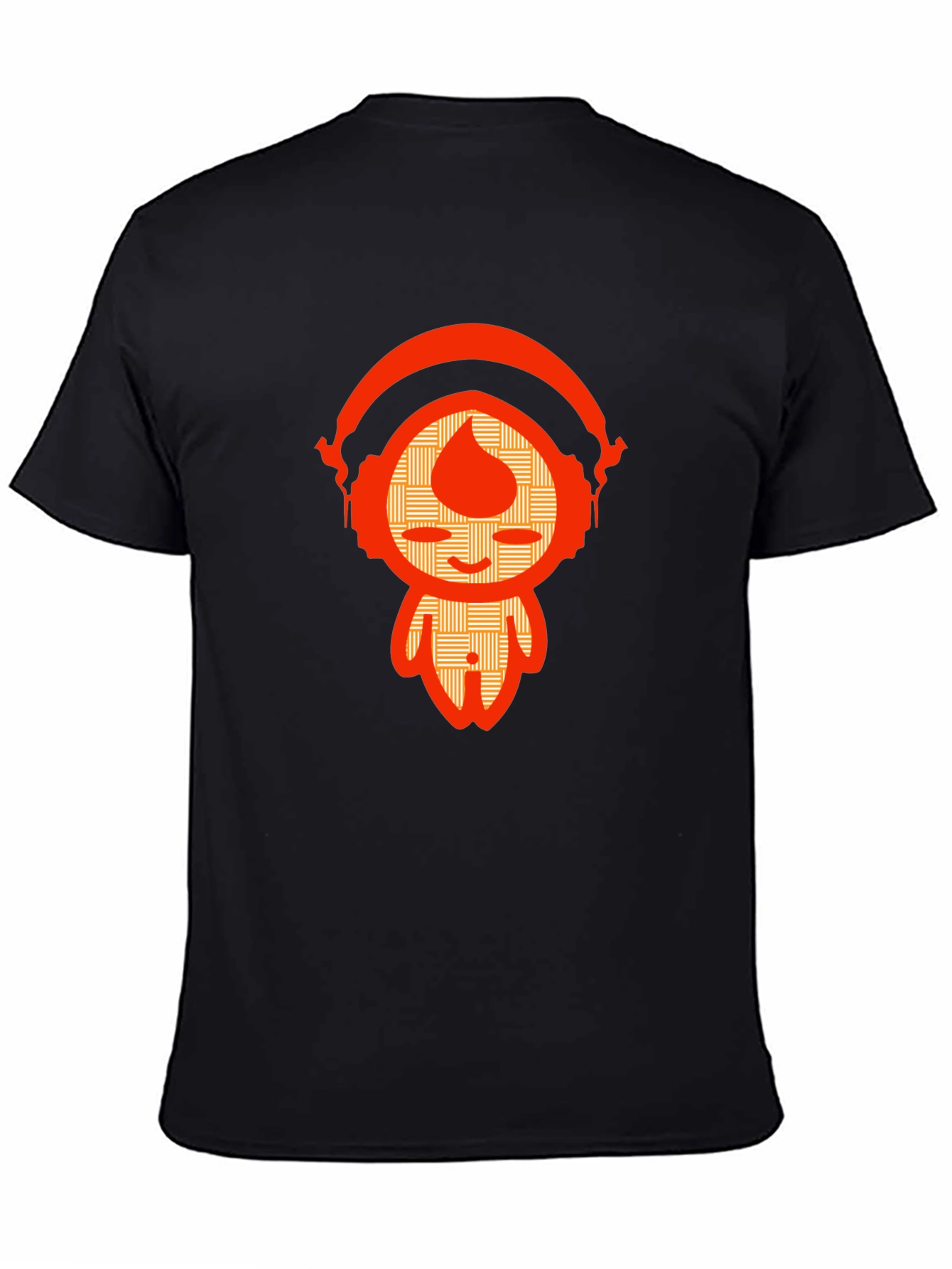Unique Graphic Tee - Orange Headphone Character Design