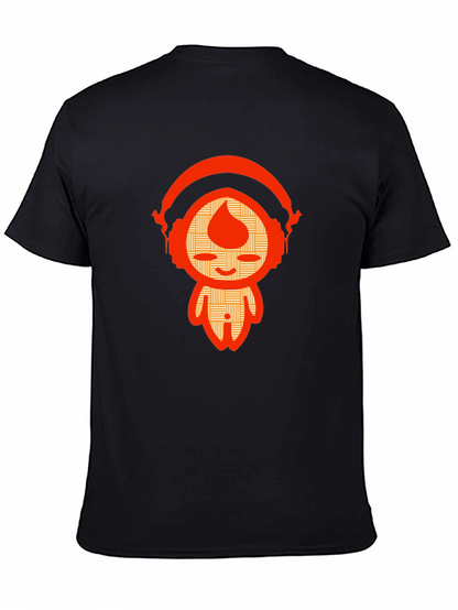 Unique Graphic Tee - Orange Headphone Character Design