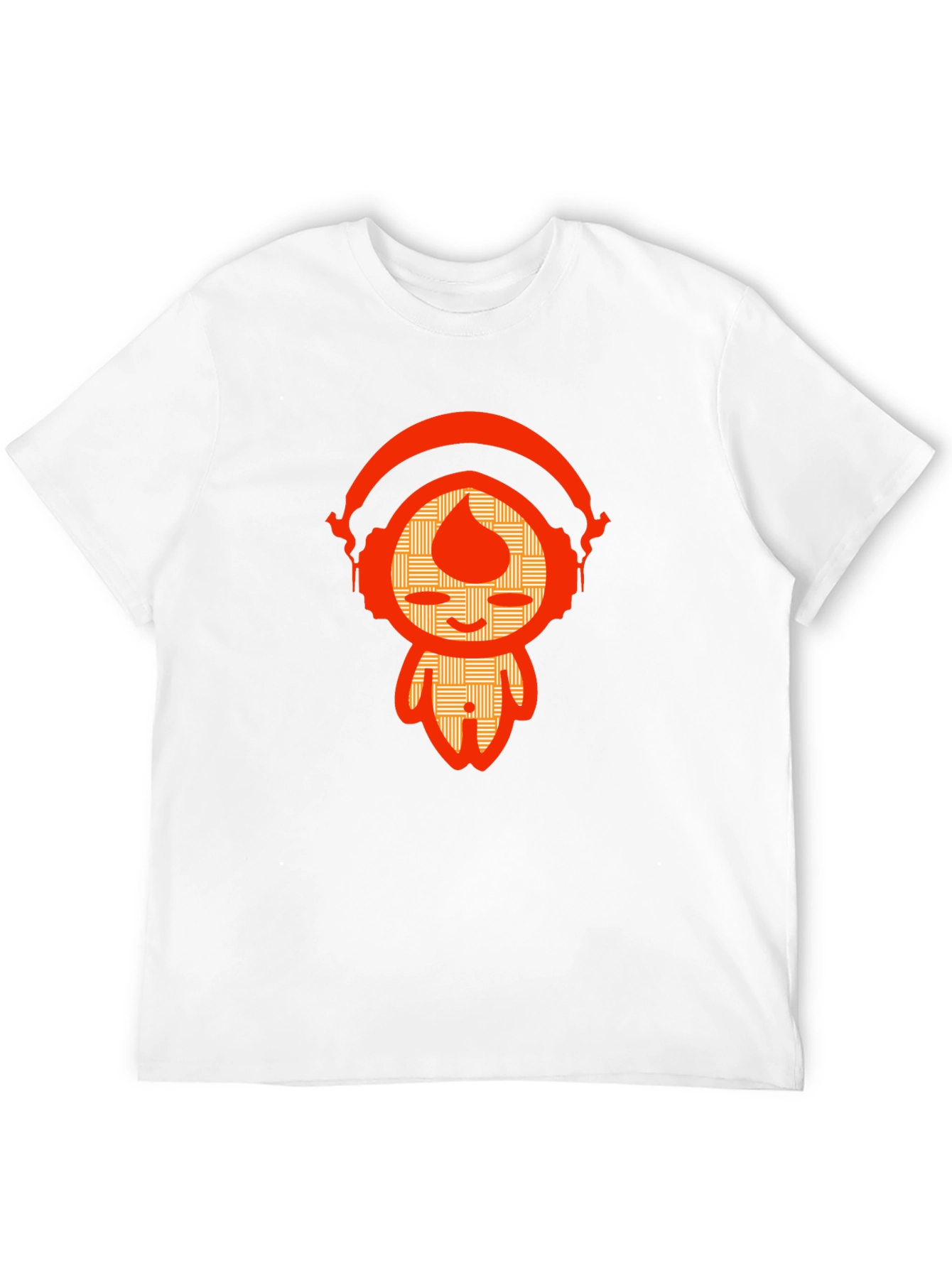 Unique Graphic Tee - Orange Headphone Character Design