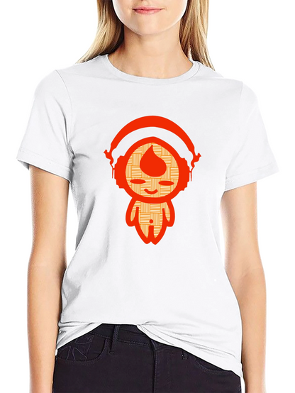 Unique Graphic Tee - Orange Headphone Character Design