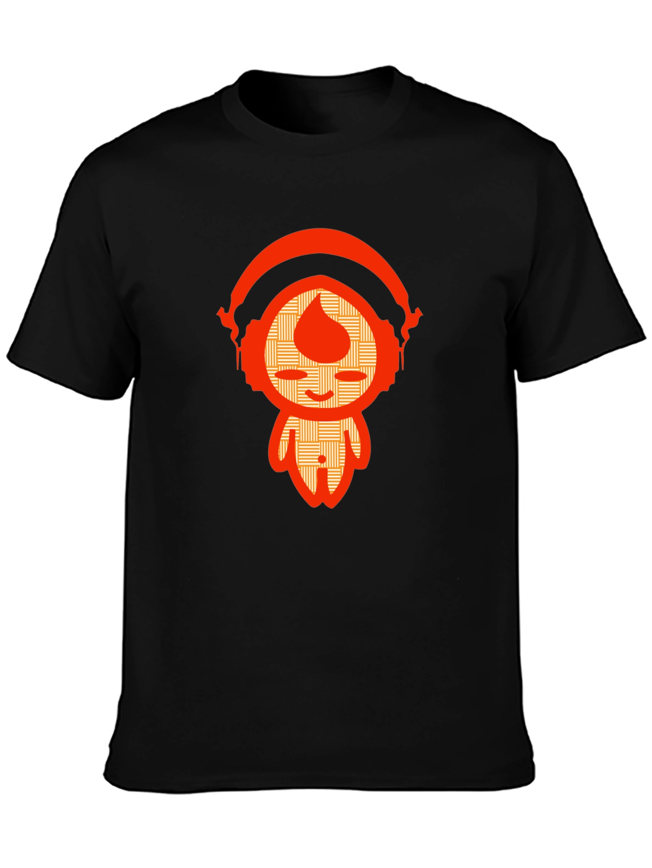 Unique Graphic Tee - Orange Headphone Character Design