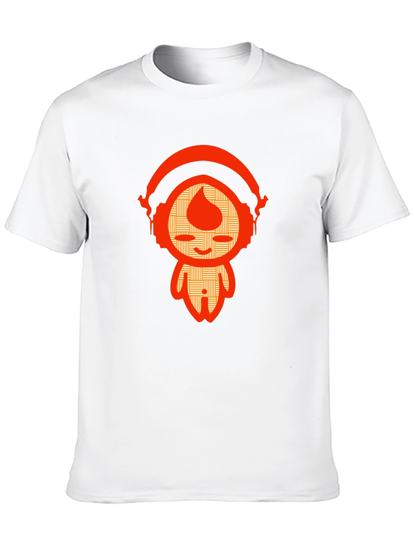 Unique Graphic Tee - Orange Headphone Character Design