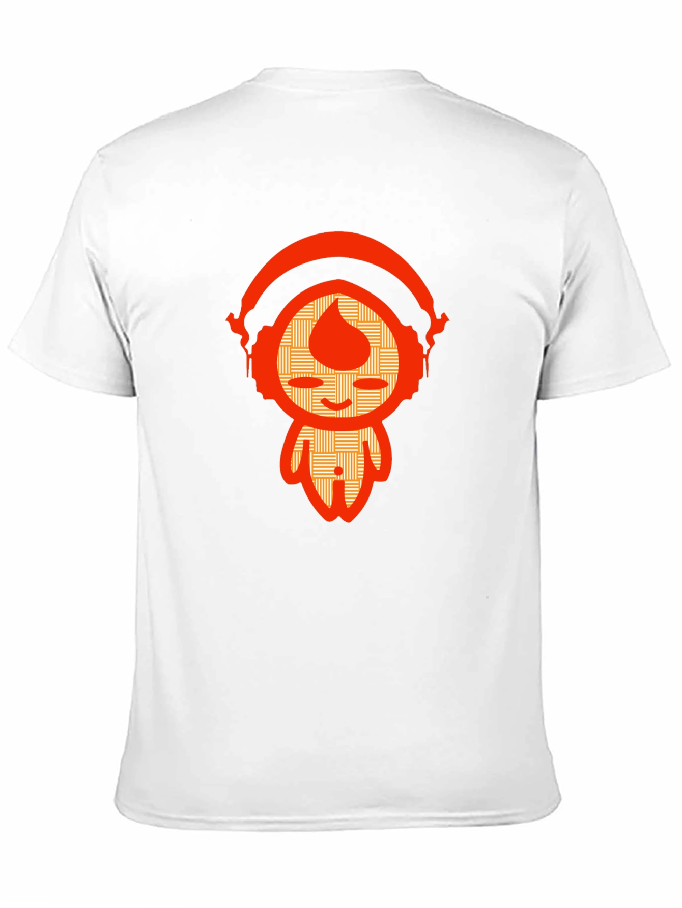 Unique Graphic Tee - Orange Headphone Character Design