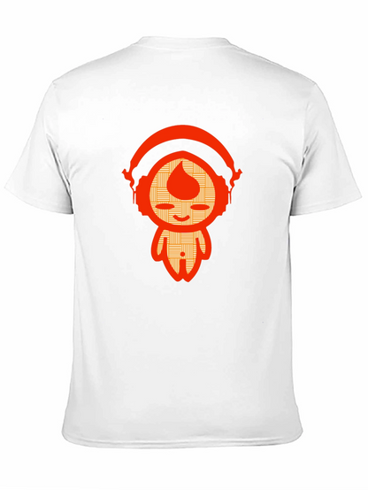 Unique Graphic Tee - Orange Headphone Character Design