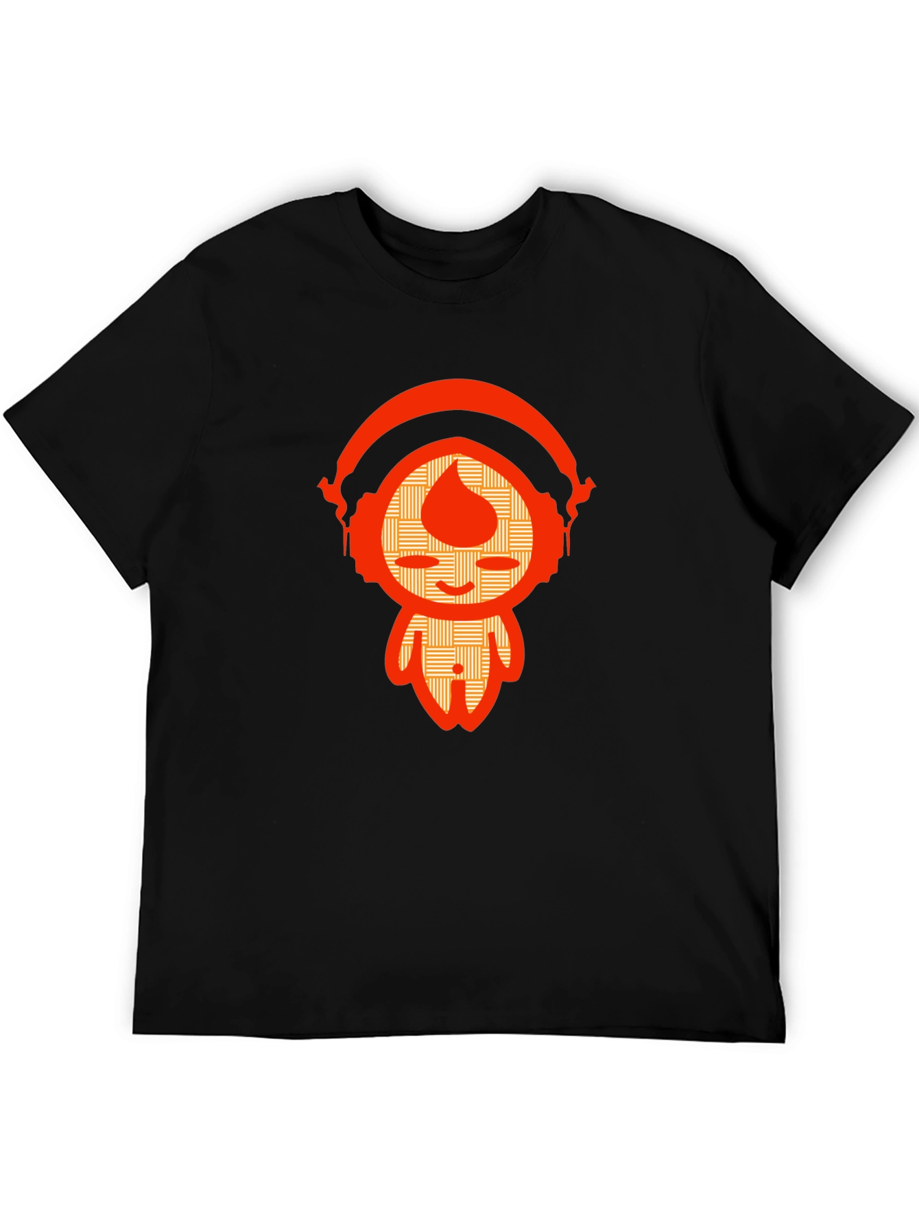 Unique Graphic Tee - Orange Headphone Character Design