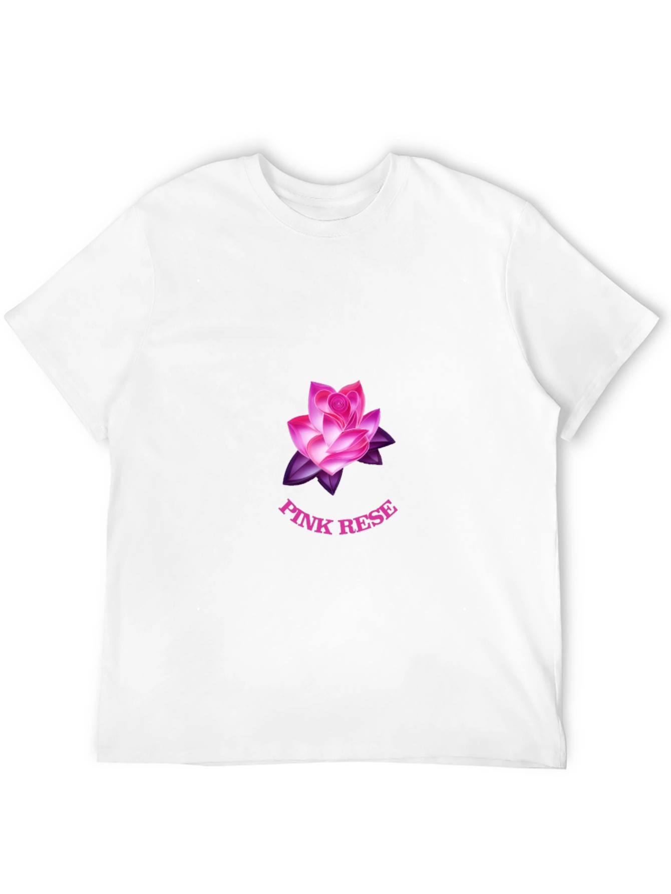 Black T-Shirt with Pink Rose Graphic