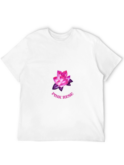 Black T-Shirt with Pink Rose Graphic