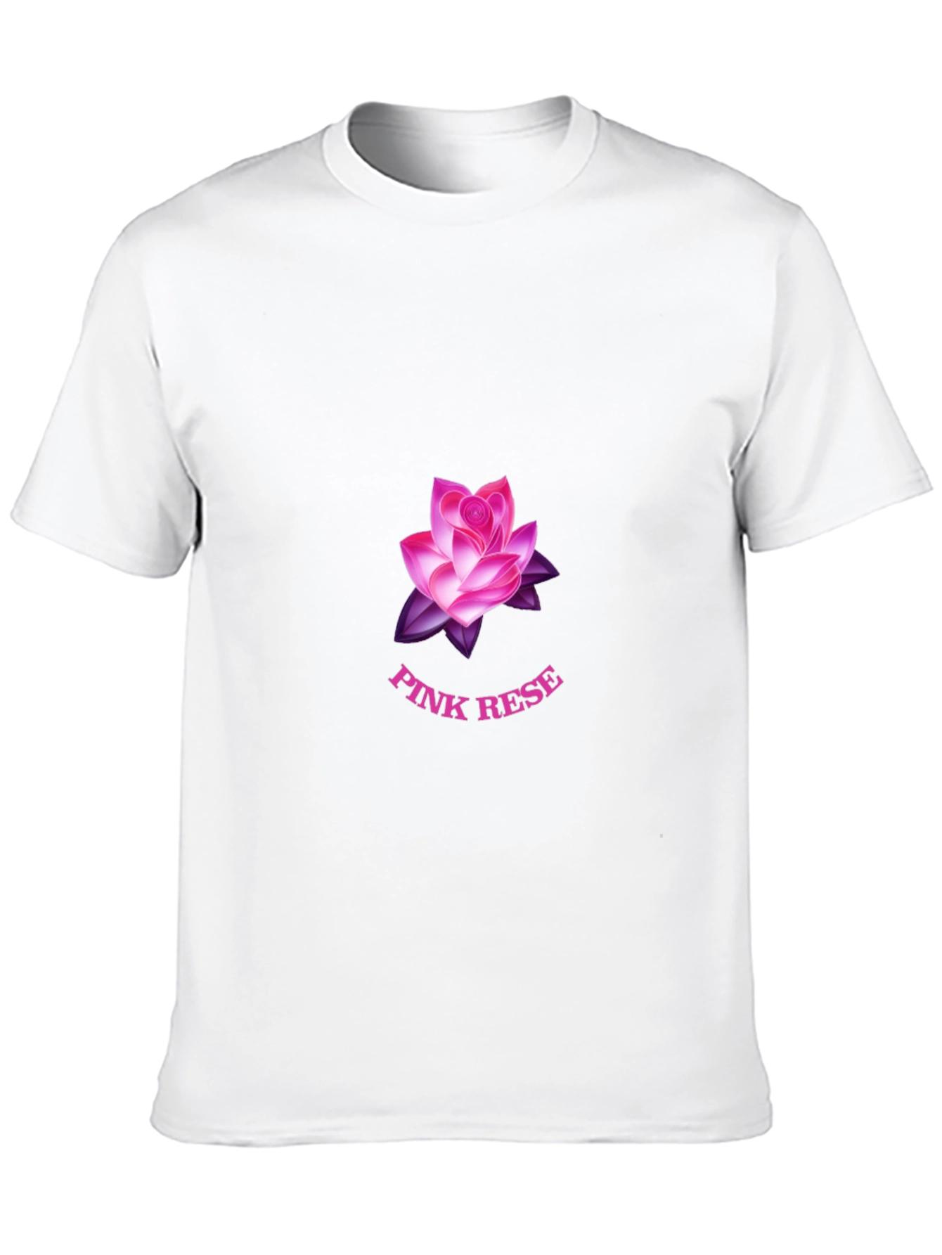 Black T-Shirt with Pink Rose Graphic