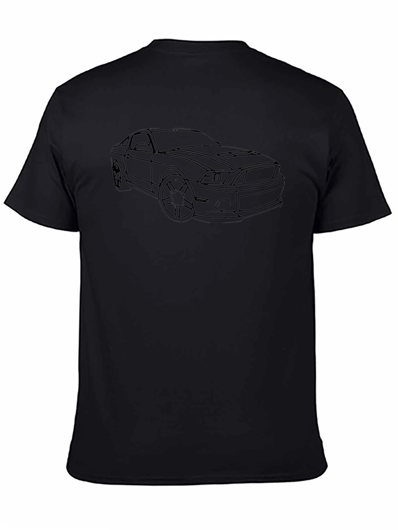 Black T-Shirt with Car Line Art