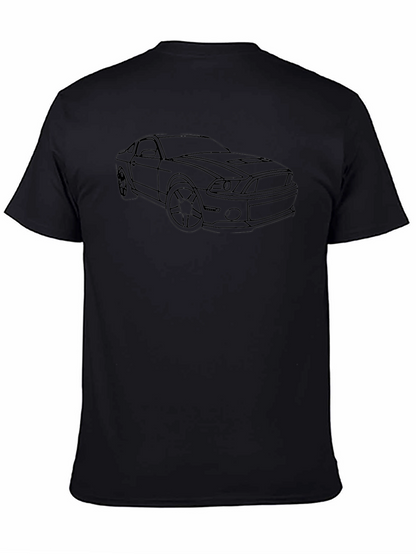 Black T-Shirt with Car Line Art