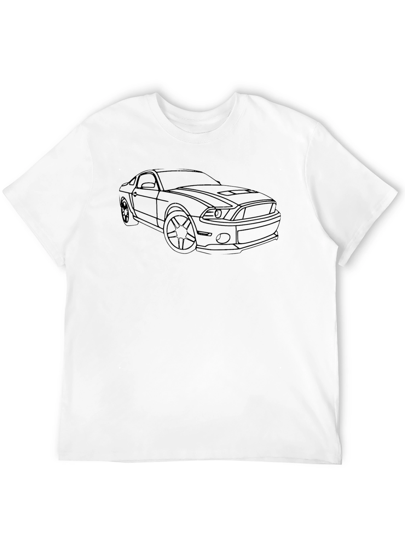 Black T-Shirt with Car Line Art