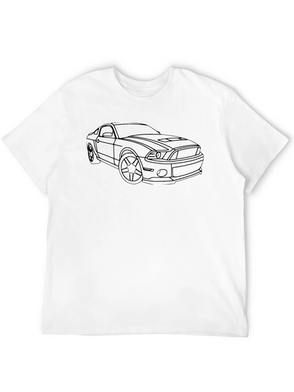 Black T-Shirt with Car Line Art