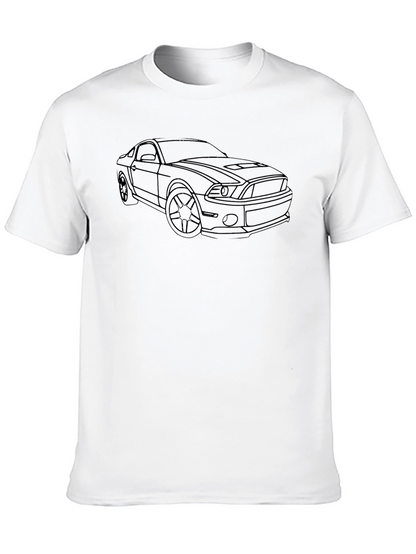 Black T-Shirt with Car Line Art