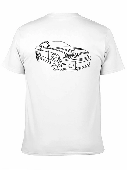 Black T-Shirt with Car Line Art