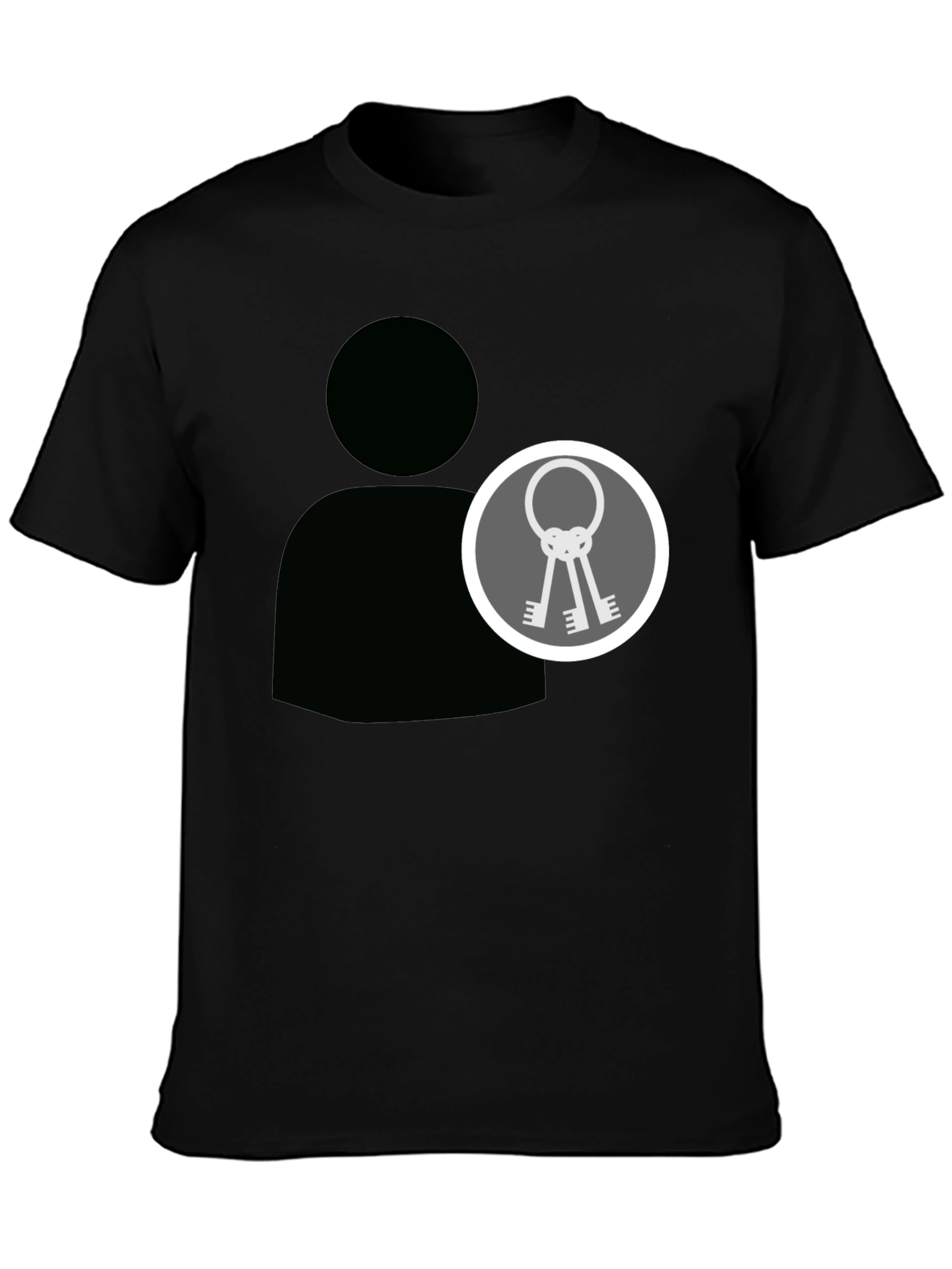 Black Graphic Tee - Person Icon with Keys