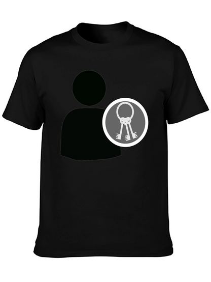 Black Graphic Tee - Person Icon with Keys