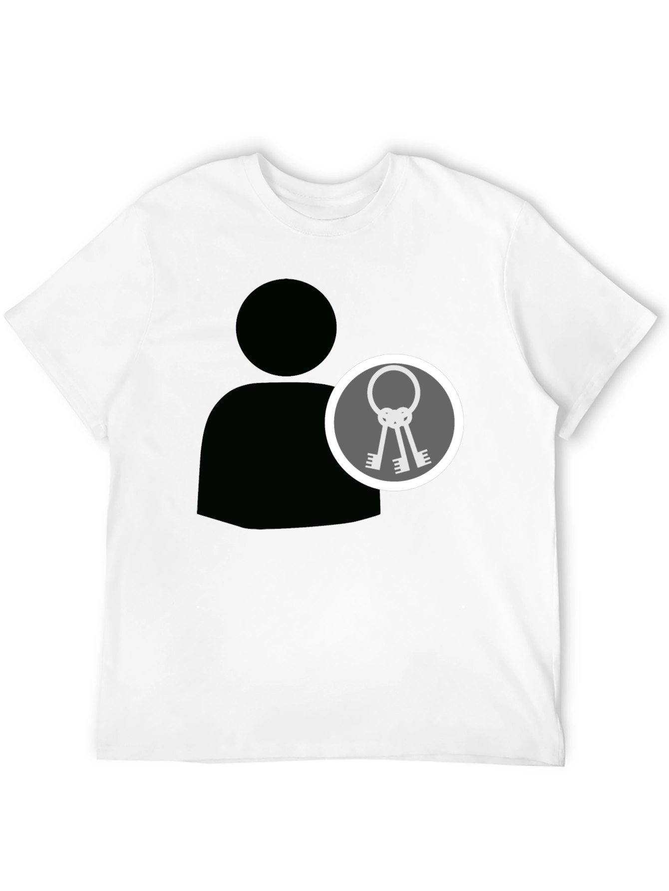 Black Graphic Tee - Person Icon with Keys