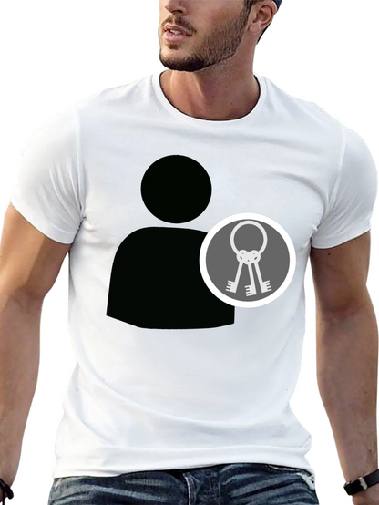 Black Graphic Tee - Person Icon with Keys