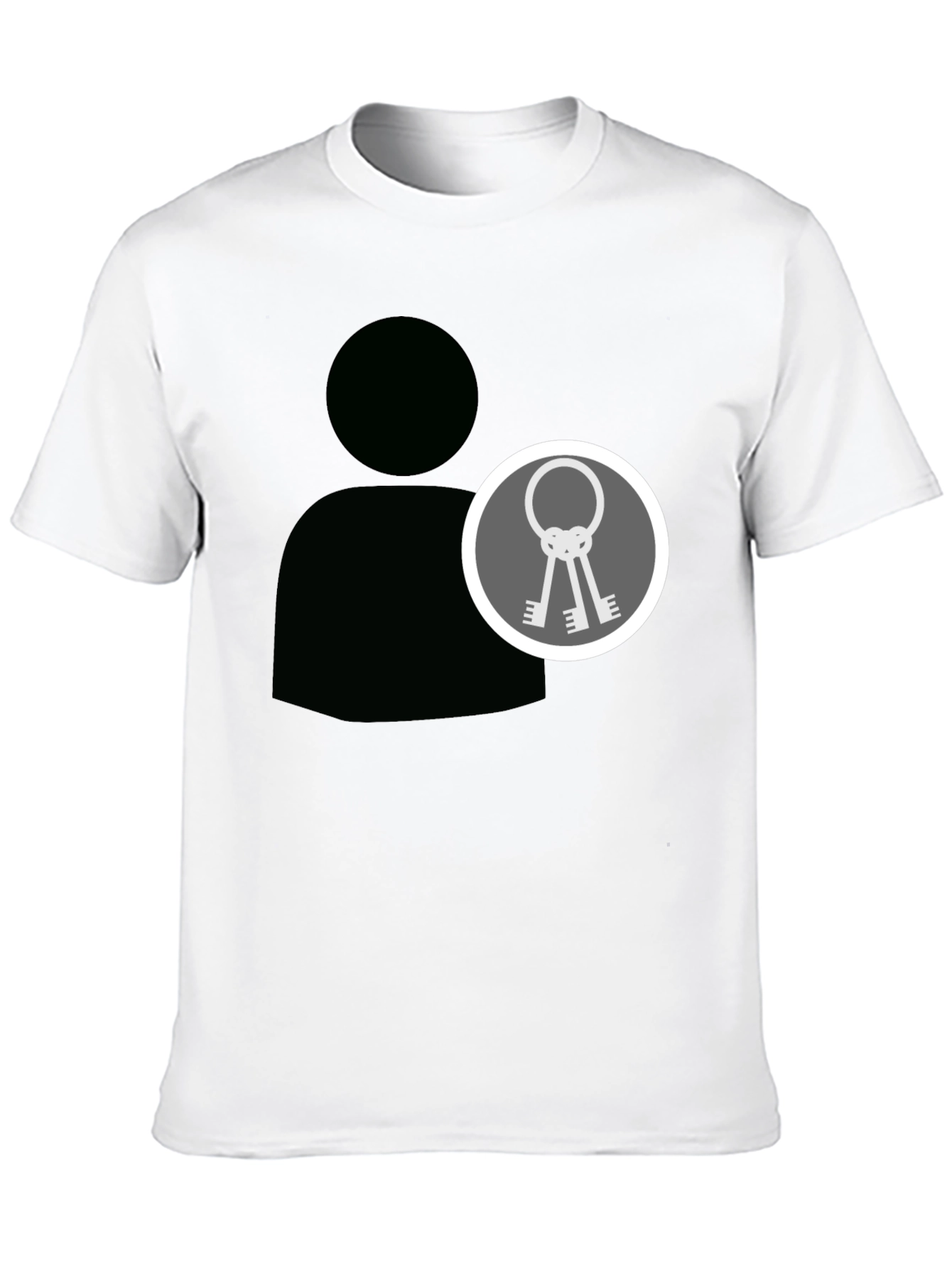 Black Graphic Tee - Person Icon with Keys