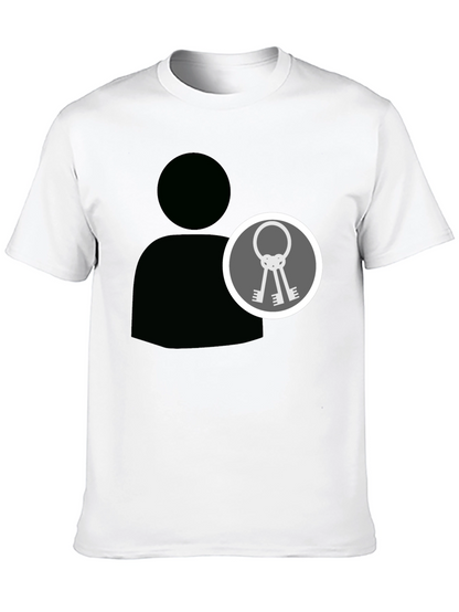 Black Graphic Tee - Person Icon with Keys