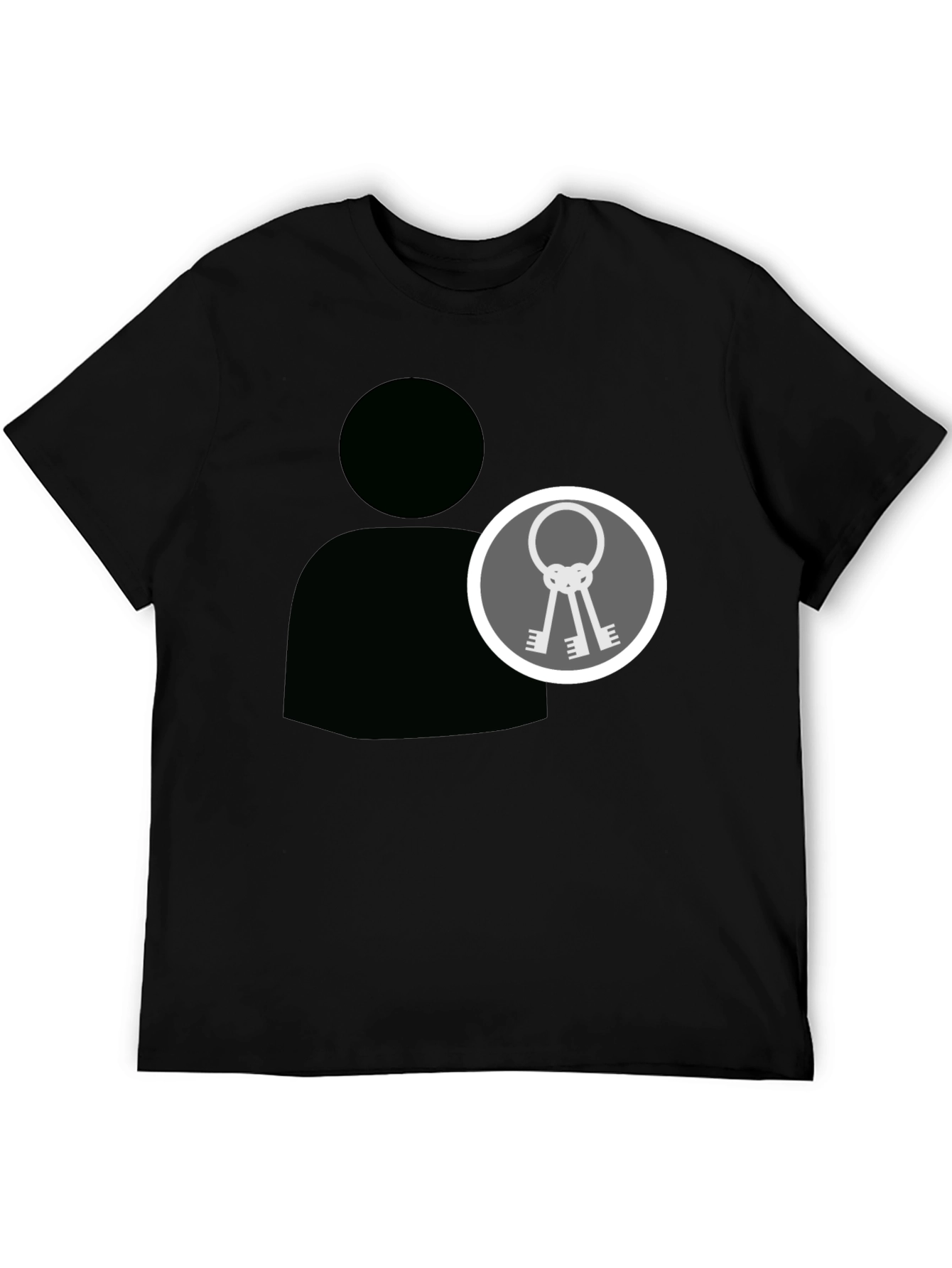 Black Graphic Tee - Person Icon with Keys