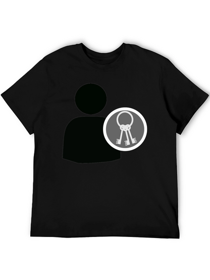 Black Graphic Tee - Person Icon with Keys