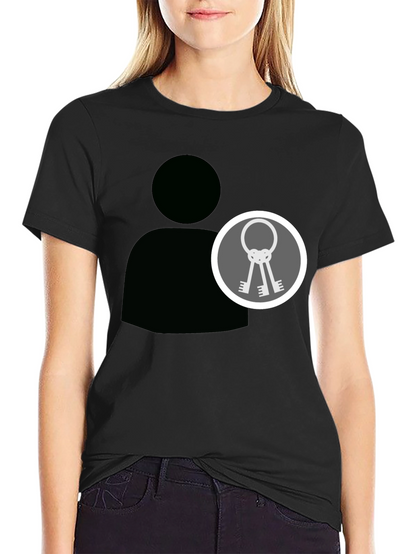 Black Graphic Tee - Person Icon with Keys