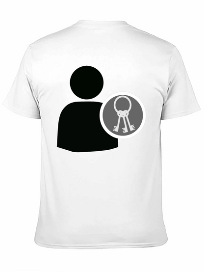 Black Graphic Tee - Person Icon with Keys