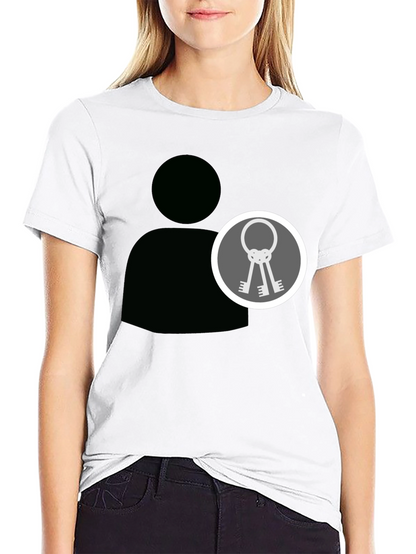 Black Graphic Tee - Person Icon with Keys
