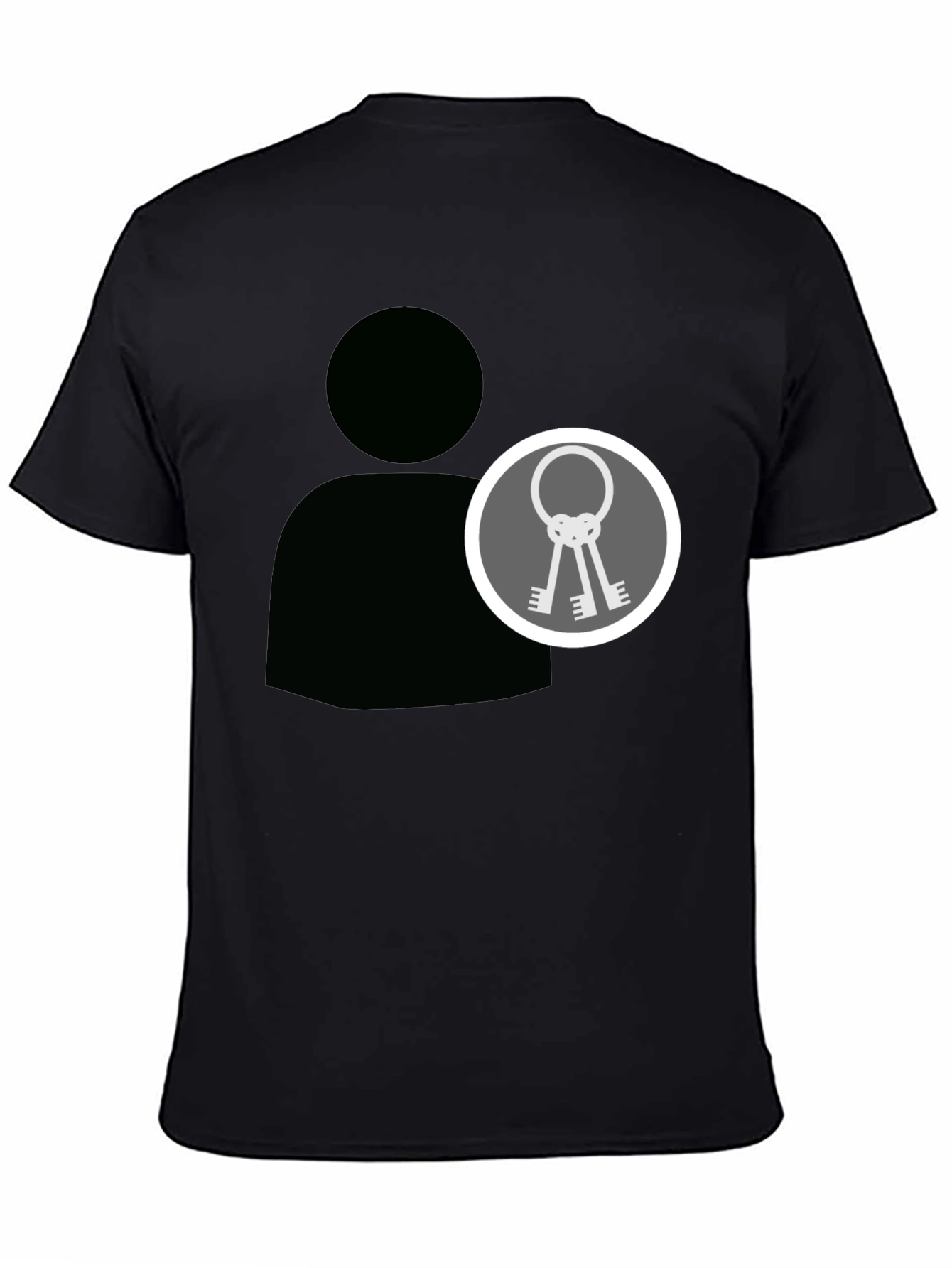 Black Graphic Tee - Person Icon with Keys