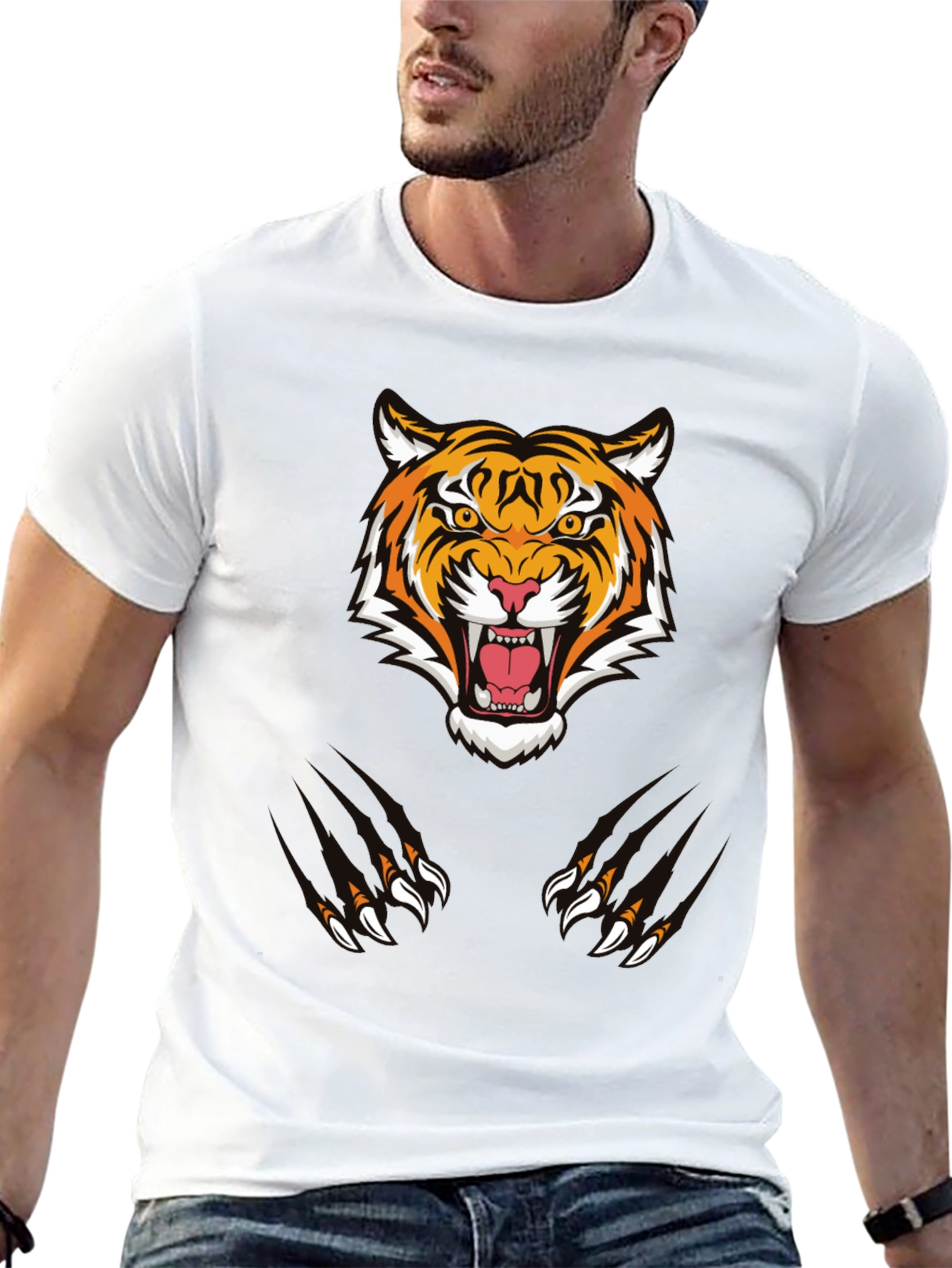 Tiger Graphic Tee - Black Cotton Comfort